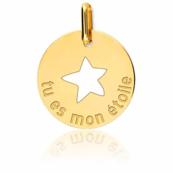 Lucas Lucor Médaille Ajourée "Tu Es Mon Etoile" Or Jaune 9K XM1047